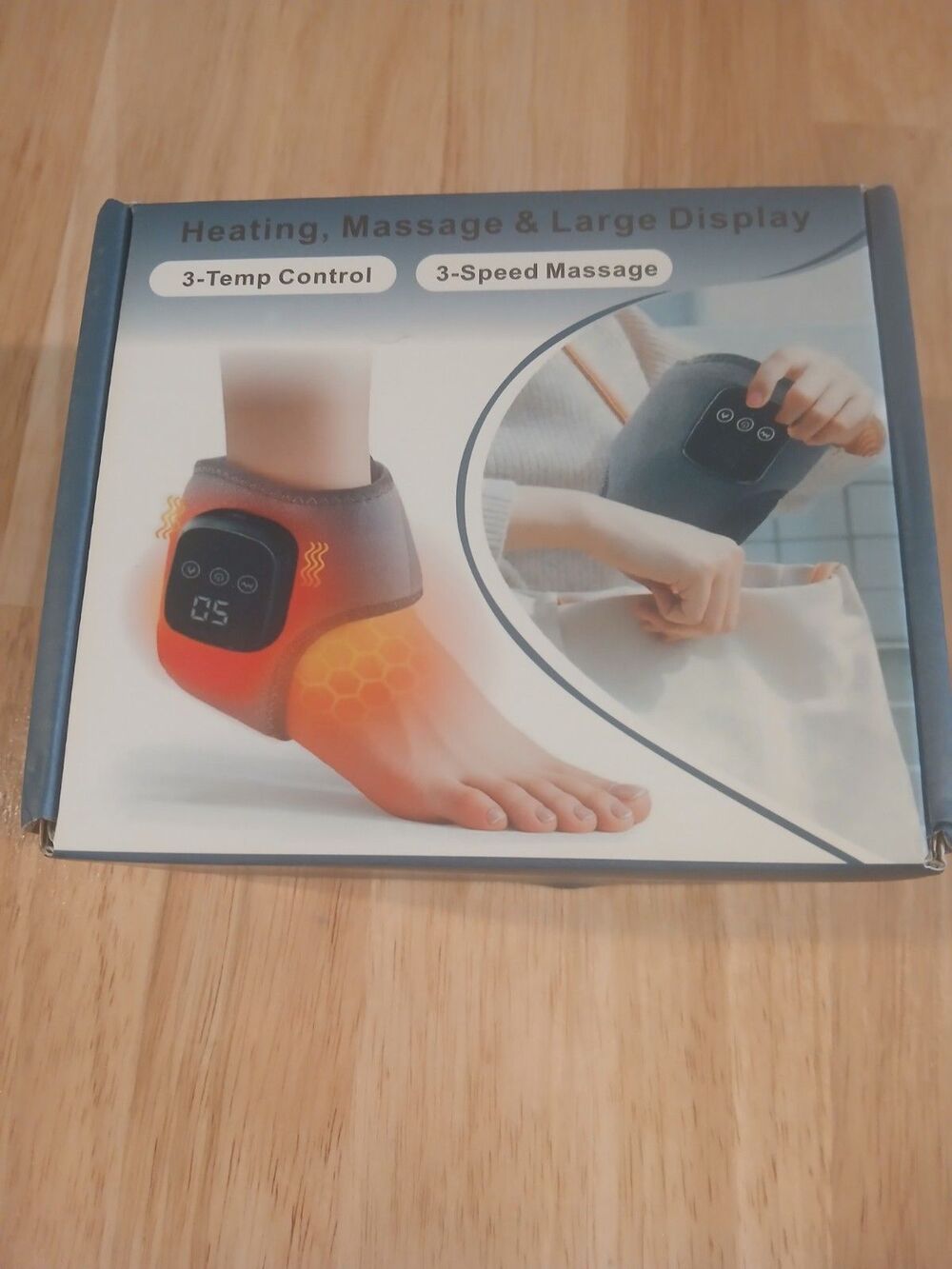 Heated Ankle Foot Massager Wrap 3 Heat 3 Massage USB Rechargeable Open Box